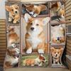 Adorable Corgi Collage Print Blanket - Cozy and Cute Home Essentials, Perfect for Any Room, Adds a Sweet and Playful Touch