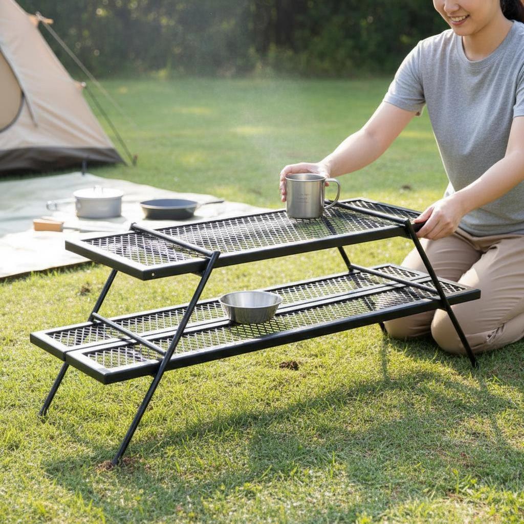 4 Pieces Mesh Folding Table Multi-Functional Outdoor Gear Heavy Duty for Campers