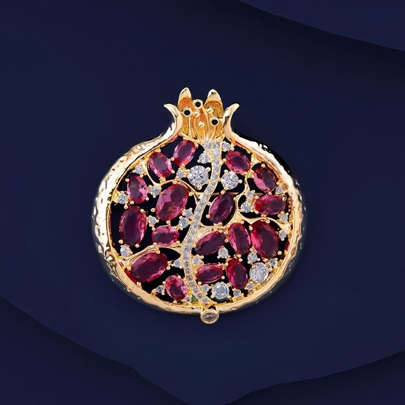 "Many Children, Many Blessings" Brooch, High-end Women's Creative Red Pomegranate Corsage, Niche Design Sense Brooch