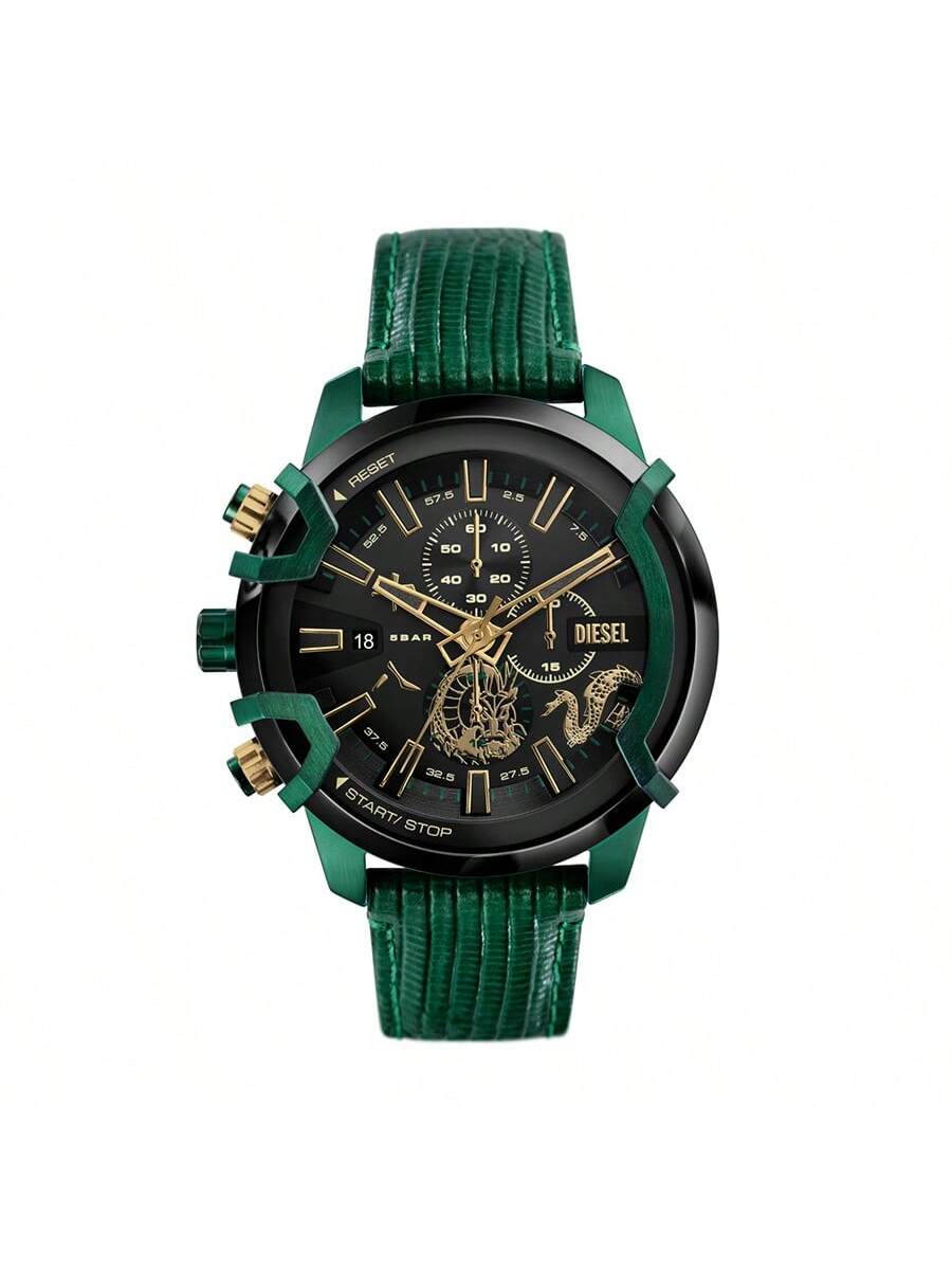 

Чоловічий кварцовий годинник Diesel зі шкіряним ремінцем, циферблат 48 мм, DZ4651 чорний