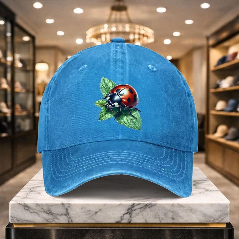 Marienkäfer Grafik Gewaschene Baseballkappe Unisex Verstellbar Outdoor Lässig Street Hut