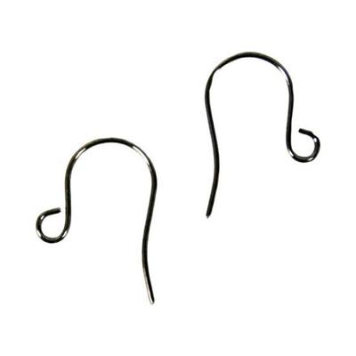 Nippon Chuko NBK Earring Hooks, 10 Pairs, W12 X H10mm, Black Nickel, A12-480