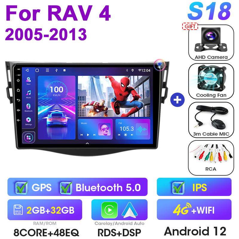 2 Din Android 12 Car Radio For Toyota RAV4 Rav 4 2005-2013 Multimedia Video Player GPS 4G Carplay Auto Stereo RDS IPS Head Unit