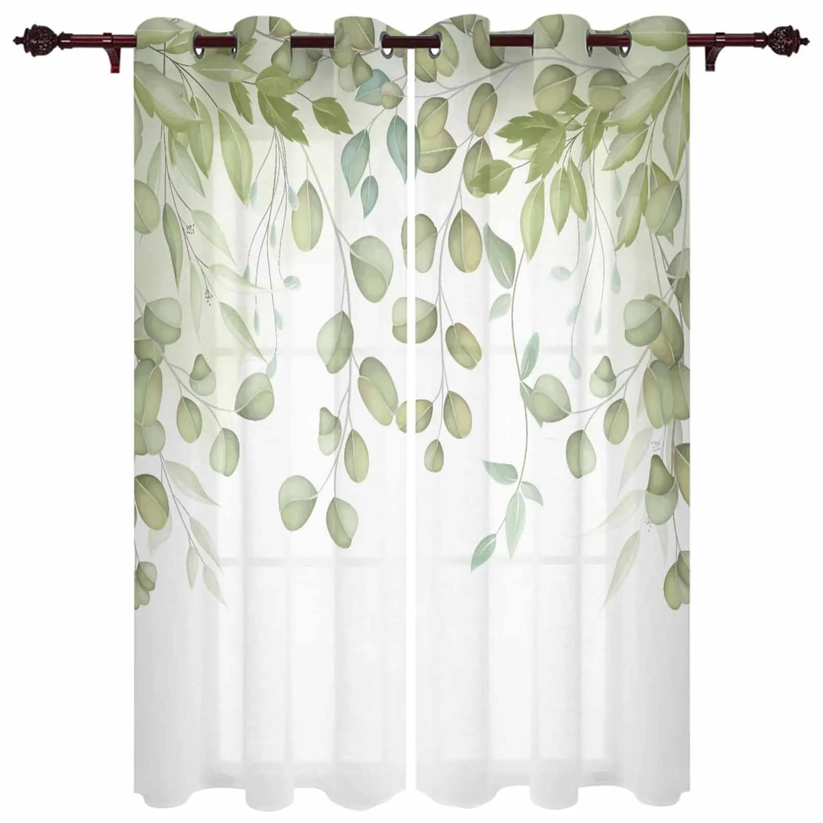 

Plant Watercolor Nature Contemporary Hall Curtain Drapes for Living Room Bedroom Space Window Curtain Drapes Panels Drapes W50 X H130(CM)X2&Hook