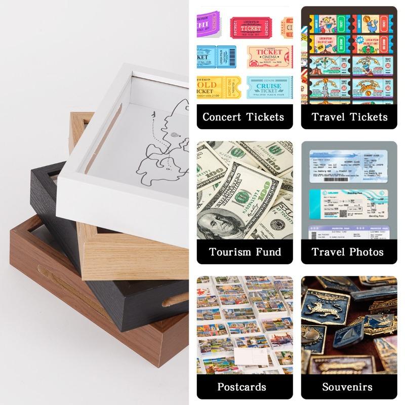 Acrylic Storage Frames Concert Plane Tickets Stub Box Travel Memory Case Postcards Photo Display Frame Desktop Wall Decoration