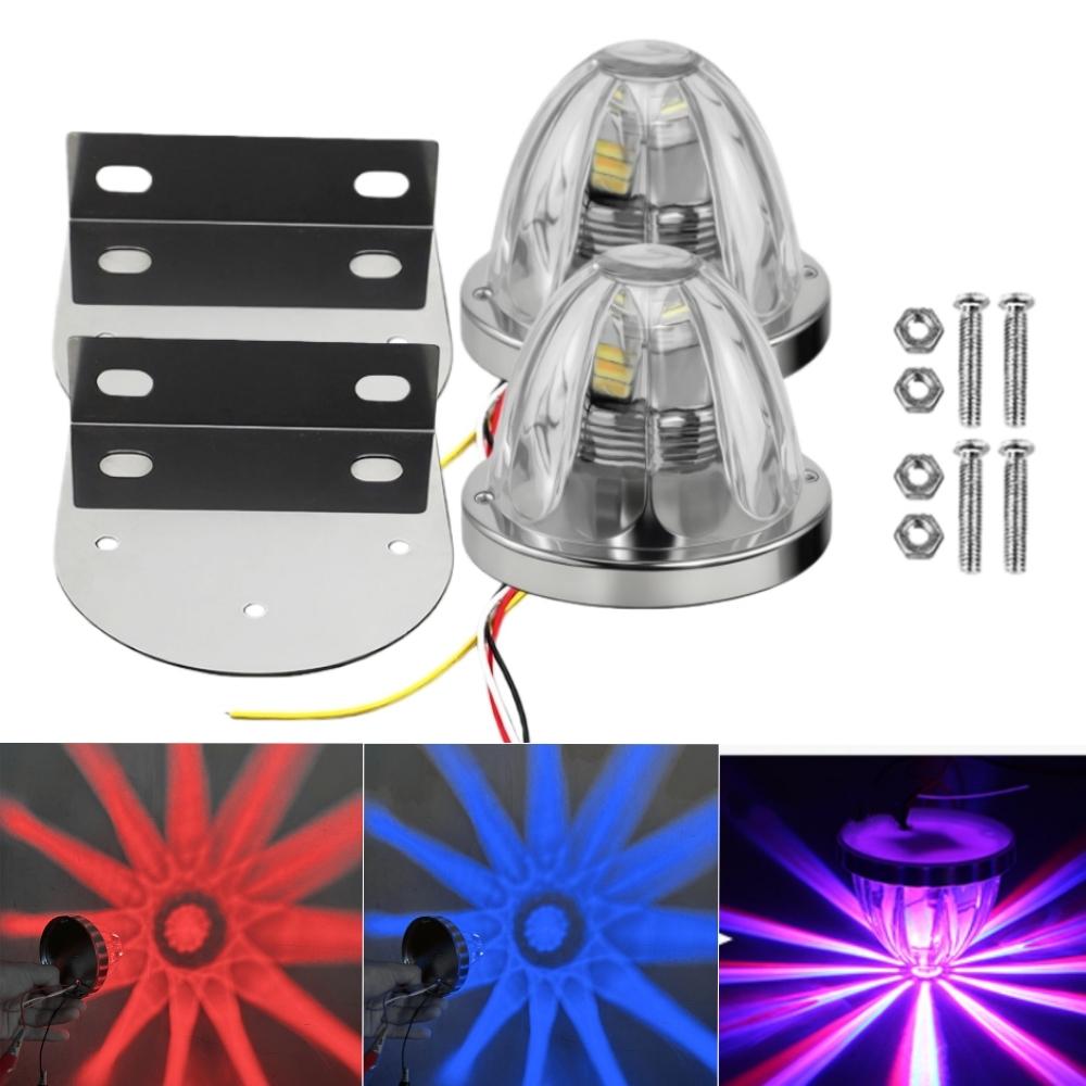 

2PCS Glass Watermelon Marker Lights with Frame Clamp 12V/24V Truck Lights Exterior LED Mini Watermelon Lights for Semi Truck