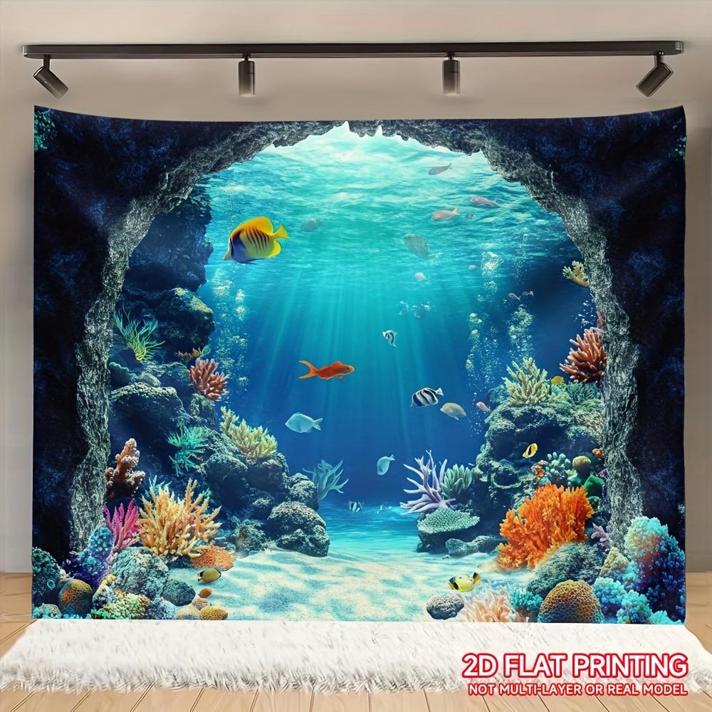 1 vibrant underwater adventure background - polyester fibers colorful corals and tropical fish marine scene 100x150cm