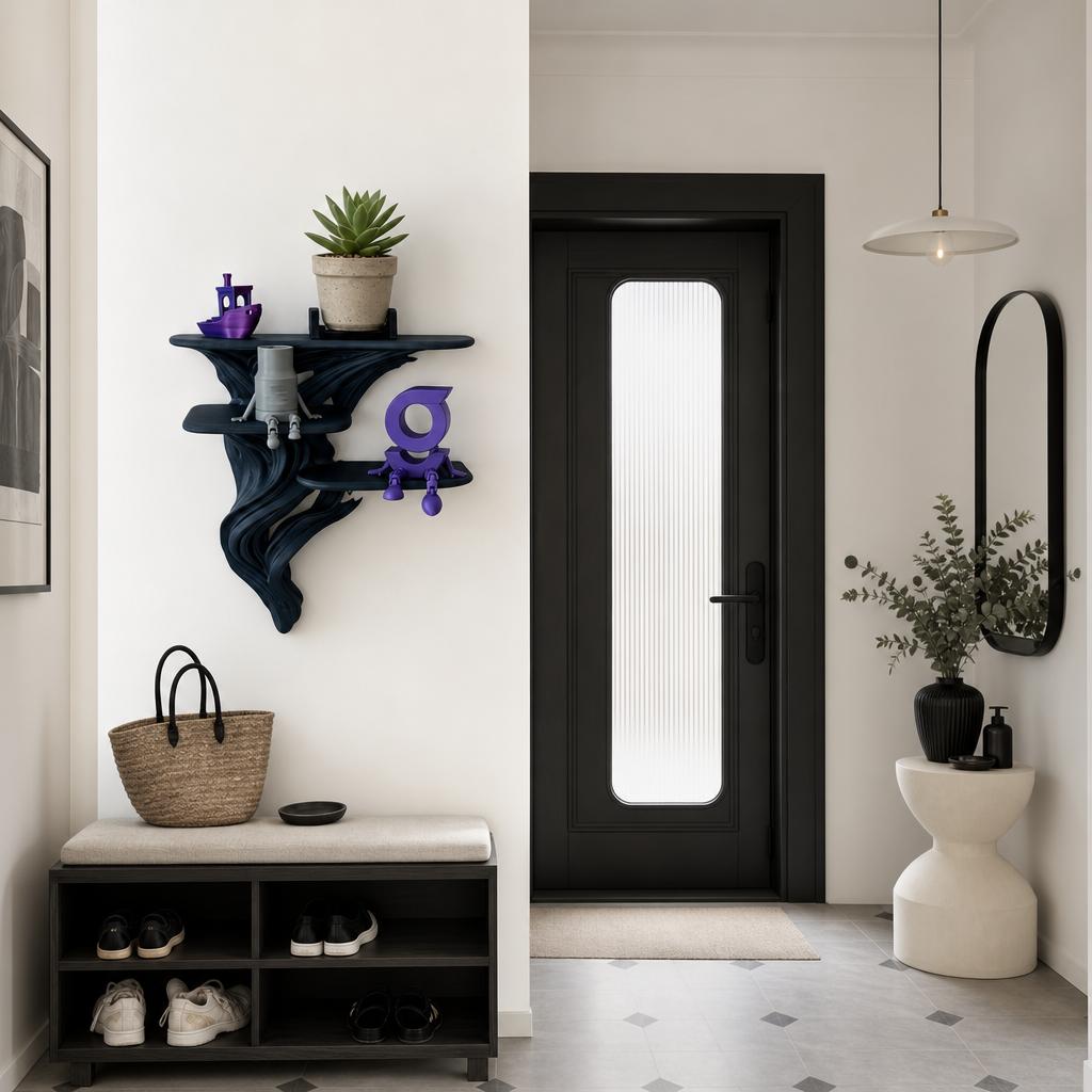 Multipurpose 3D Printed Three Tier Wall Rack Stable Artistic Wall Storage Rack Irregular Shape Floating Wall Shelf Bedroom