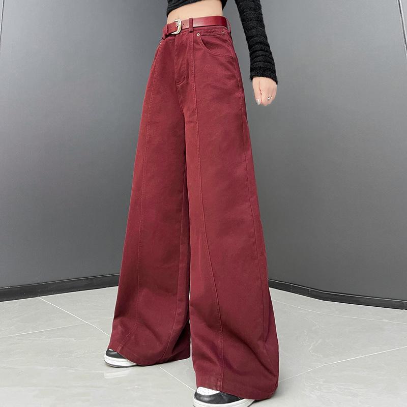 

Available: Women s Tall Plus Velvet High-Waisted Wide-Leg Cotton Jeans - Perfect for Autumn & Winter XL