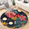 1pc Floral Music Office Round Area Rug, Indoor Mat Suitable For Office, Under Office Chairs Bedroom Living Room Home Decor, Room Deco 046