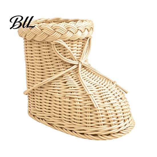 Festival Storage Solution Boots Shaped Imitation Rattan Basket, Hand Woven Decorative Container, Portable Gift Basket Large Capacity Reusable