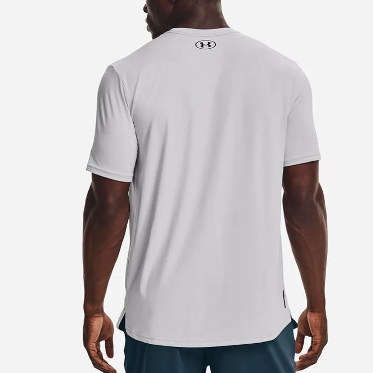 Under Armour Rush Energy Letter Logo Print Sports Crew Neck Short Sleeve T-Shirt Men T-Shirt Gray 1366138-014