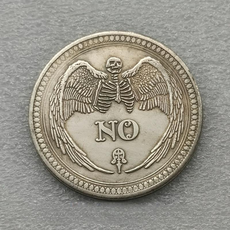 

Decision-Making Coin, Yes/No Sides, Antique Silver-Gray, Floral Designs, Collectible Souvenir Badge/Gift 1pc