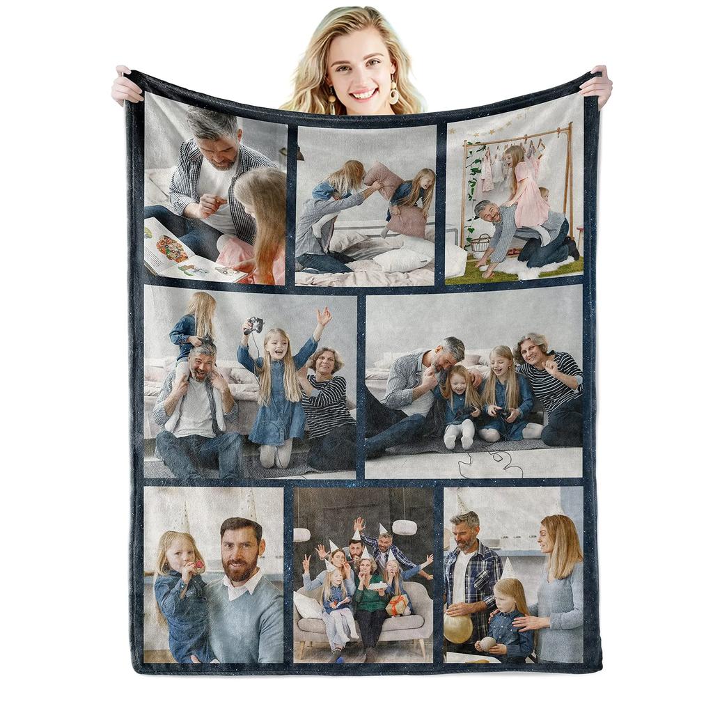 Ich liebe dich Personalisierte Decke mit Fotocollage Text Bild Kuscheldecke für Weihnachten Valentinstag Geburtstagsgeschenk