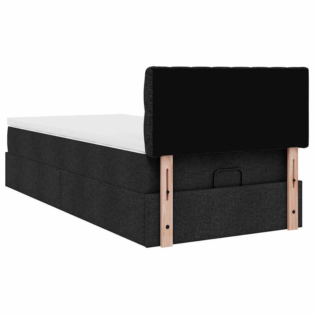 Ottoman Bed with Mattress Black 80x200 Cm Fabric