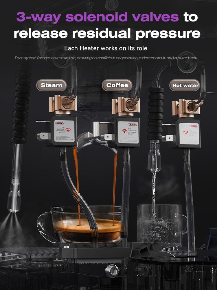 Máquina de Café Espresso Comercial HiBREW H21, Control de Temperatura PID, Sistema de 3 Calderas, Tanque de Agua de 1.8L, Cafetera para Cappuccino Latte