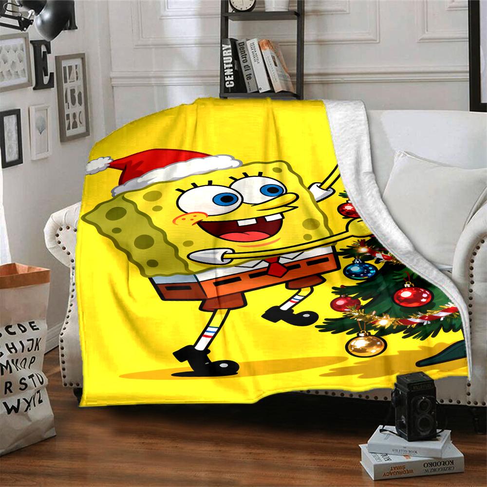Christmas Spongebob Celebration Blanket Soft Throw Blanket For Home Bedroom Bed Sofa Travel Office Solid Christmas Blanket