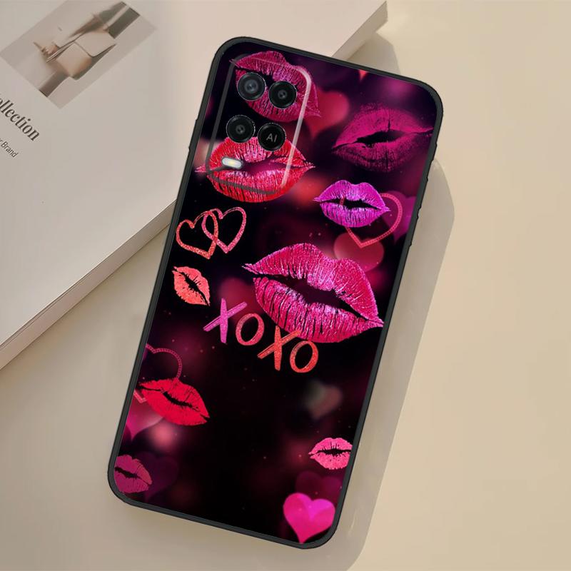 Lipstick Pink Kiss Case For Oppo A5 Pro A15 A17 A57 A77 A18 A38 A58 A78 A98 A96 A76 A16 A94 A74 A54 A40 A60 A80