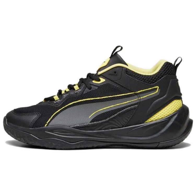 

Puma Игровые простые универсальные нескользящие кроссовки средней высоты для баскетбола, унисекс, кроссовки, черно-серые с желтым, 392330-07 36