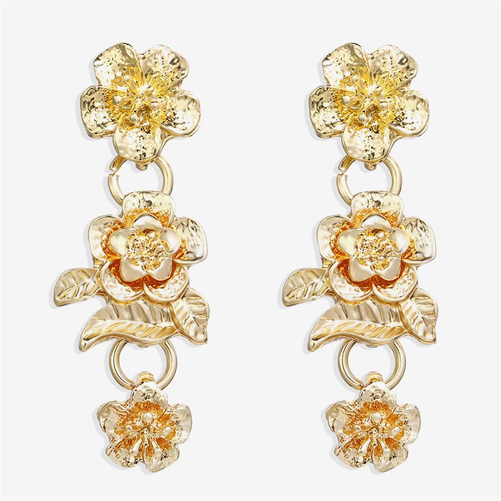 

Винтаж Три цветка Кулон Серьги Творческий Длинный Цветок Темперамент Серьги