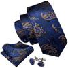Designer Blue Ties for Men 10 Styles Necktie Pocket Square Cufflinks Set Wedding Dating Party