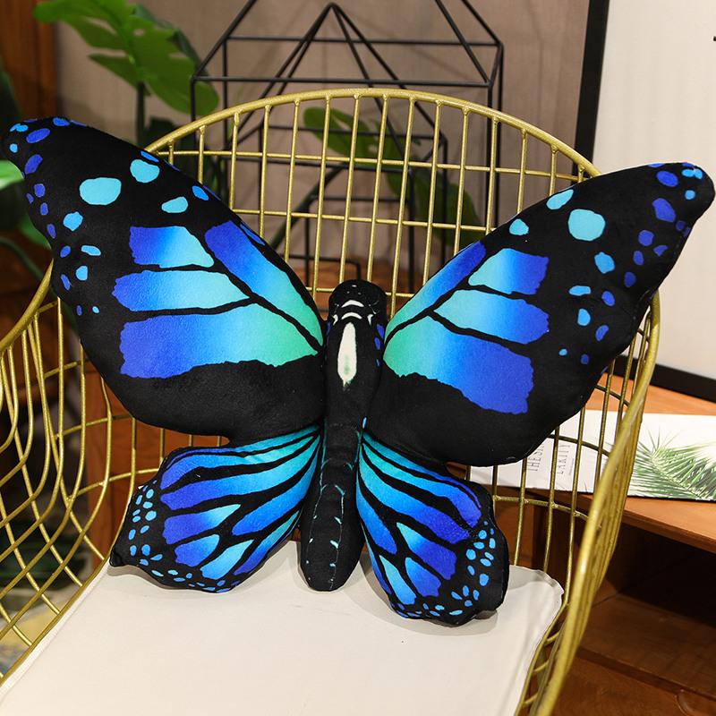 

Emulational Butterfly Plush Pillow Cartoon Artificial Soft Stuffed Back Chair Cushion Funny Car Sofa Home Decoration Pillow 40x50cm синий