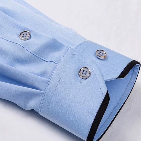 Pánská společenská košile s kamínkovým límcem, strečová, s dlouhým rukávem, bez vrásek, formální košile, pevná, slim fit, svatební, rande, ples, obchodní, knoflíky