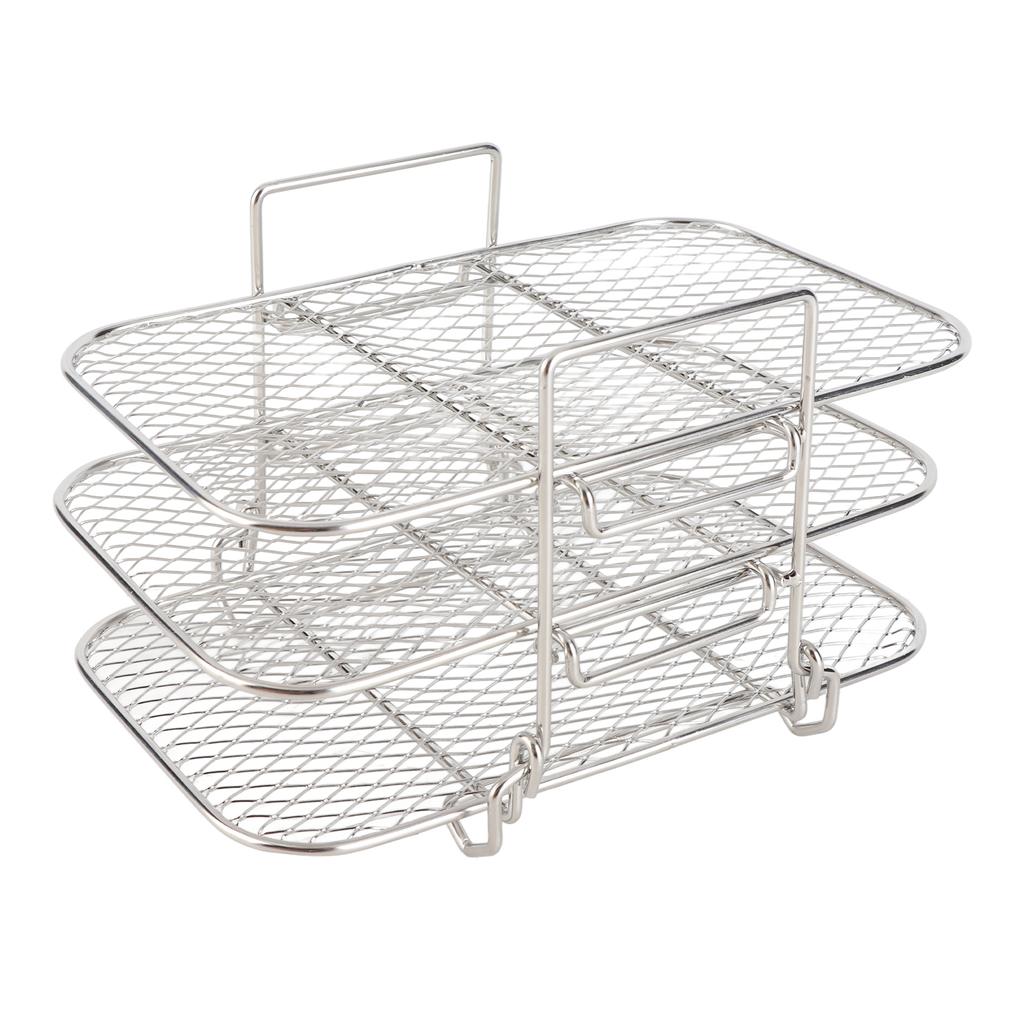 Dual Air Fryer Rack Multi Layered Dehydrator Racks 304 Stainless Steel Dual Air Fryer Stand Racks
