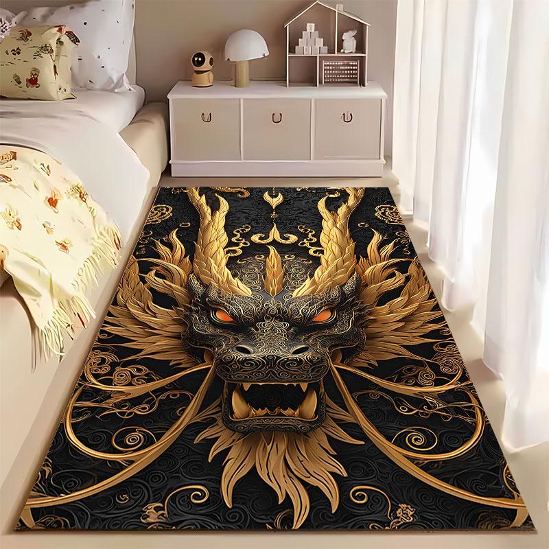 Golden Dragon Pattern Carpet suitable as a non-slip mat for the living room or bedroom sofa