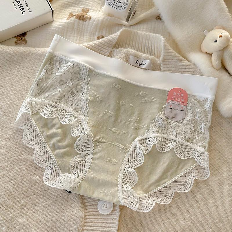 Women S Mid Waist Lace Modal Underwear 7a Antibacterial Plus Size Panties