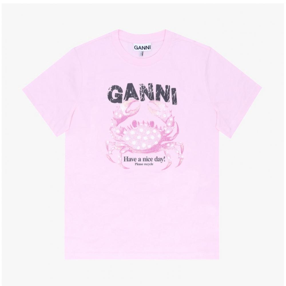 Ganni Women ShorT Sleeve T shirT Crab Logo 868 A1050197