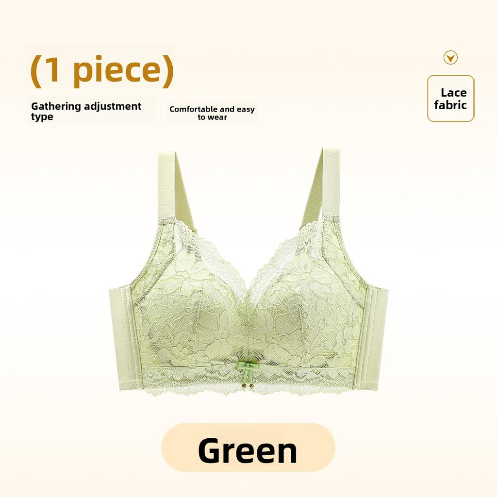 Female Spring and Autumn Lace Small Breasts Show Large Close Pair of Anti Sagging Traceless Underwear