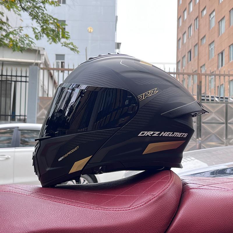 Electric vehicle helmet men's and women's face-opening helmet summer double mirror tail semi-full cover type personalized four-season Bluetooth couple