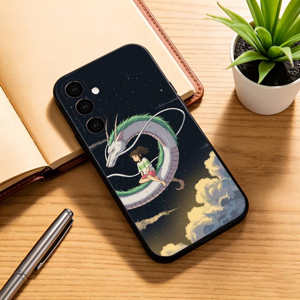 Spirited Away H-Haku C-Chihiro Phone Case For Samsung Galaxy A73,A72,A71,A70,A53,A52,A51,Soft Silicone Black Cover