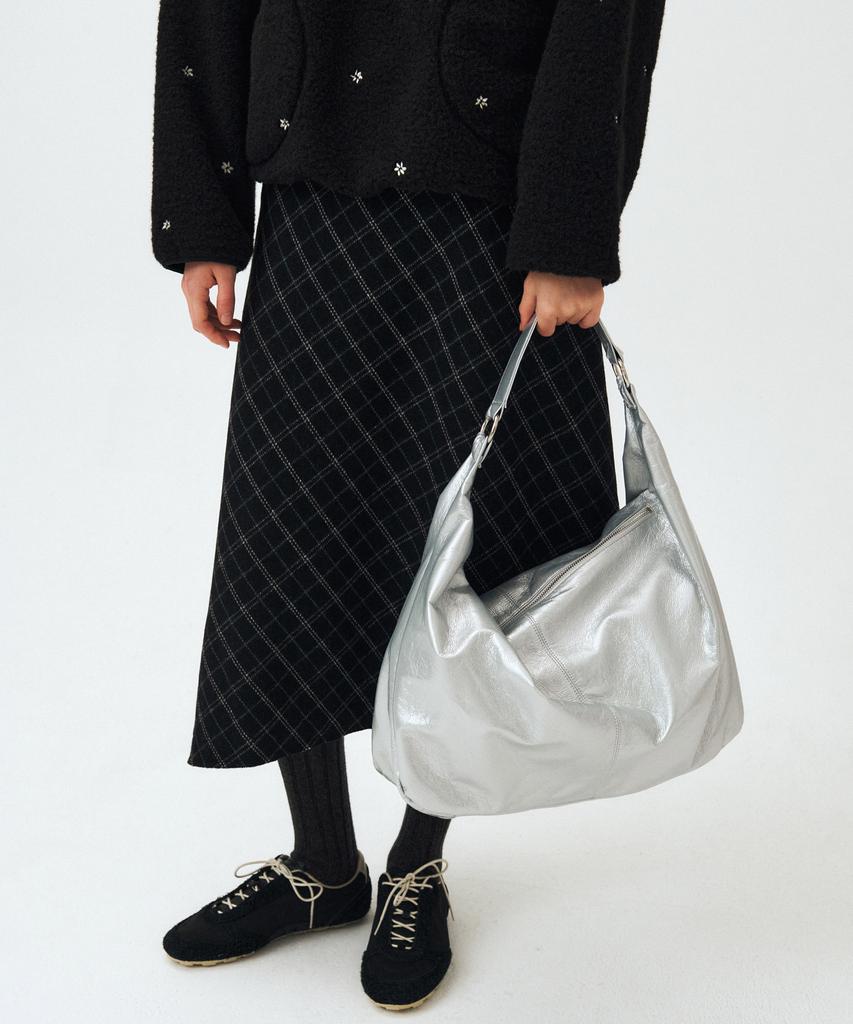 Mais Wrinkle Silver Shoulder Big Bag