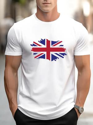 T-shirt Homme Imprimé Drapeau Britannique Manches Courtes Décontracté Été Haut Nouveauté