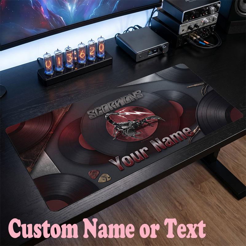 Scorpions Customized Name Text Mouse Pad, Large Desk Mouse Mat Personalized Home Office Present