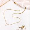 Exquisite 18K Gold Plated Titanium Steel Necklace with Diamond Water Drop Pendant and Square Sugar Clavicle Chain Design