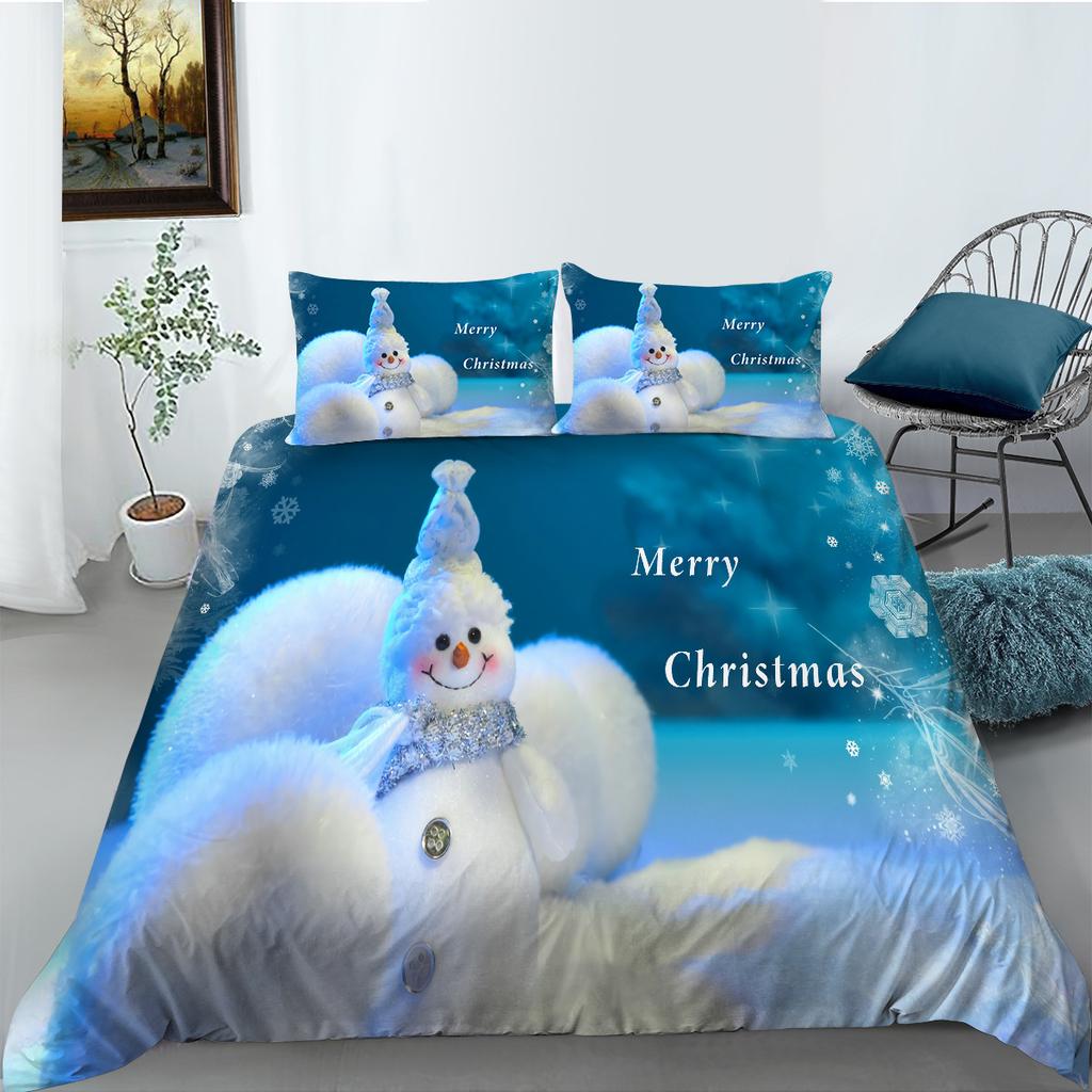 Weihnachtsgeschenk Serie Bettbezug Kissenbezug Zwei- oder Dreiteiliges Set Polyester Digitaldruck Feiertagsdekoration