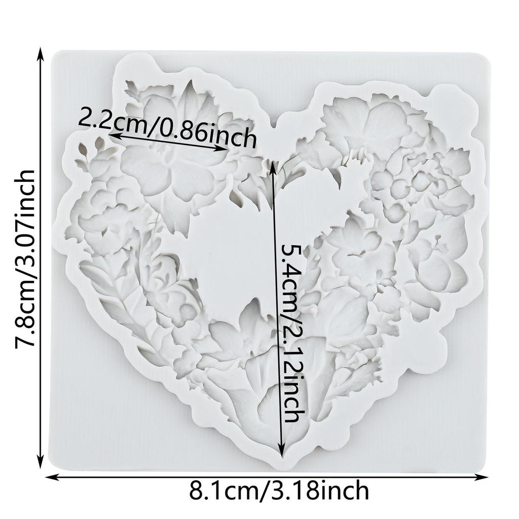 Flower Wreath Silicone Mold Heart Fondant Molds Cake Decorating Tools Cupcake Topper Candy Sugar Craft Gum Paste Polymer Clay