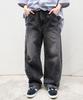 WEGO Easy Barrel Leg Painter Denim Size Denim Black Sonata Pants, Pants, Streetwear, Summer/Fall Clothes, Men's, L,