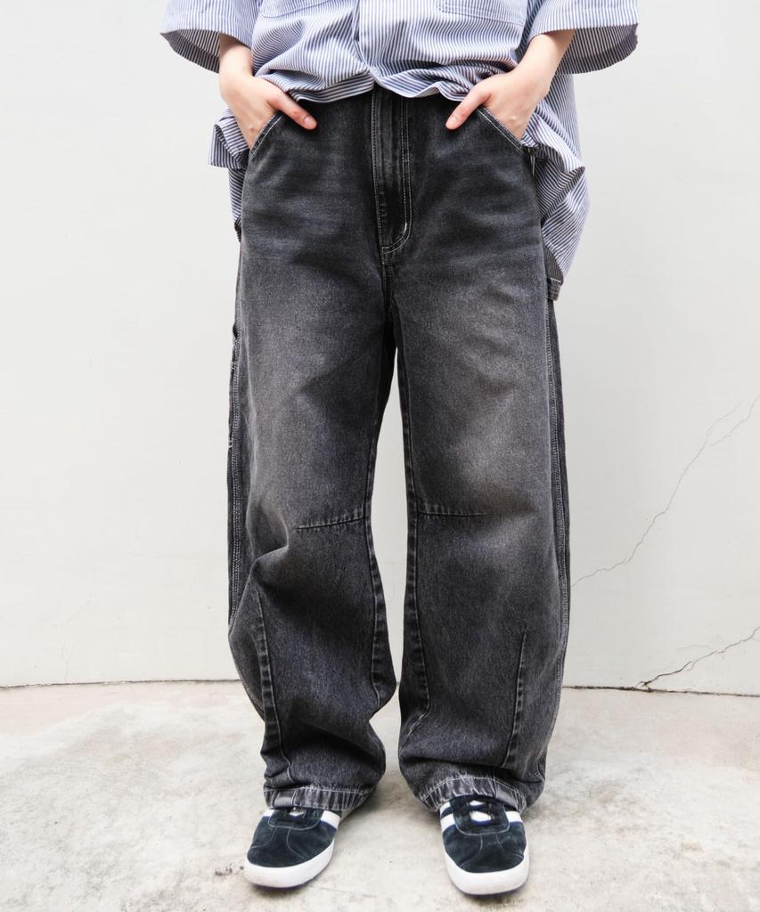 WEGO Easy Barrel Leg Painter Denim Size Denim Black Sonata Pants, Pants, Streetwear, Summer/Fall Clothes, Men's, L,