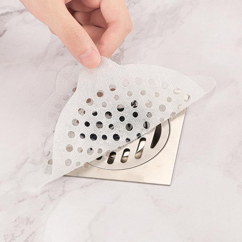 Disposable Hair Filter Net for Kitchen & Bathroom Drains - Non-Woven Fabric Floor Drain Covers