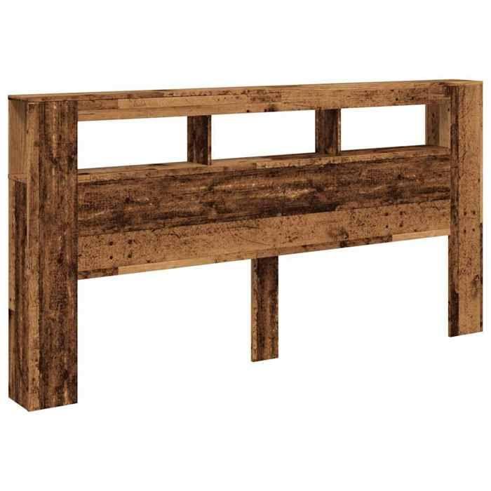 VidaXL LED Headboard Old Wood 200x18.5x103.5cm Engineered Wood, Headboard, Headboard with Shelves, Headboard 857692