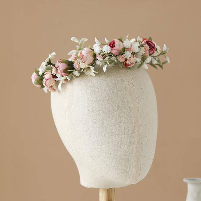Böhmischer Stil Floraler Kranz Kopfschmuck für Frauen Elegantes Handgefertigtes Blumenstirnband Tragbar Strandreise Garten Fotografie Requisiten