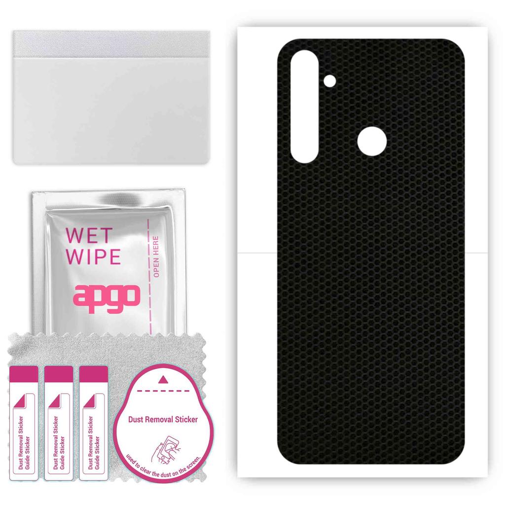 apgo Autocolant protector de piele pentru spate compatibil cu Realme Q, Folie Wrap, Folie, Vinil - Model Matrix