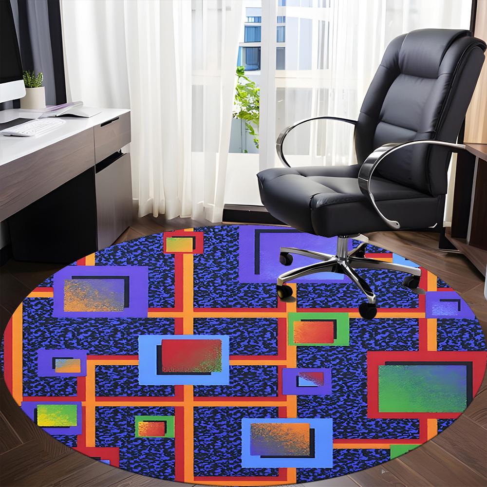 1pc Abstract Geometry Chair Carpet for Office, Non slip, Soft and Durable Office Rug