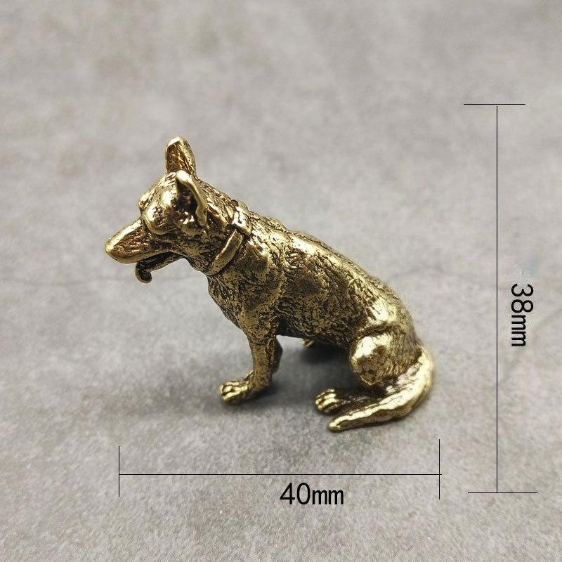 1/2Pcs Brass Lucky Fortune Dog Small Ornament Chinese Bronze Desktop Figurine Copper Wolf Tea Pet Home Decor
