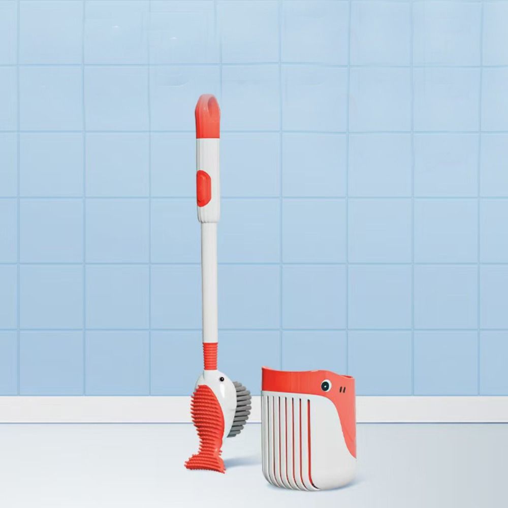 Silicone Toilet Scrubber Hanging Hole Toilet Cleaner with Holder Toilet Brush Set  Bathtubs