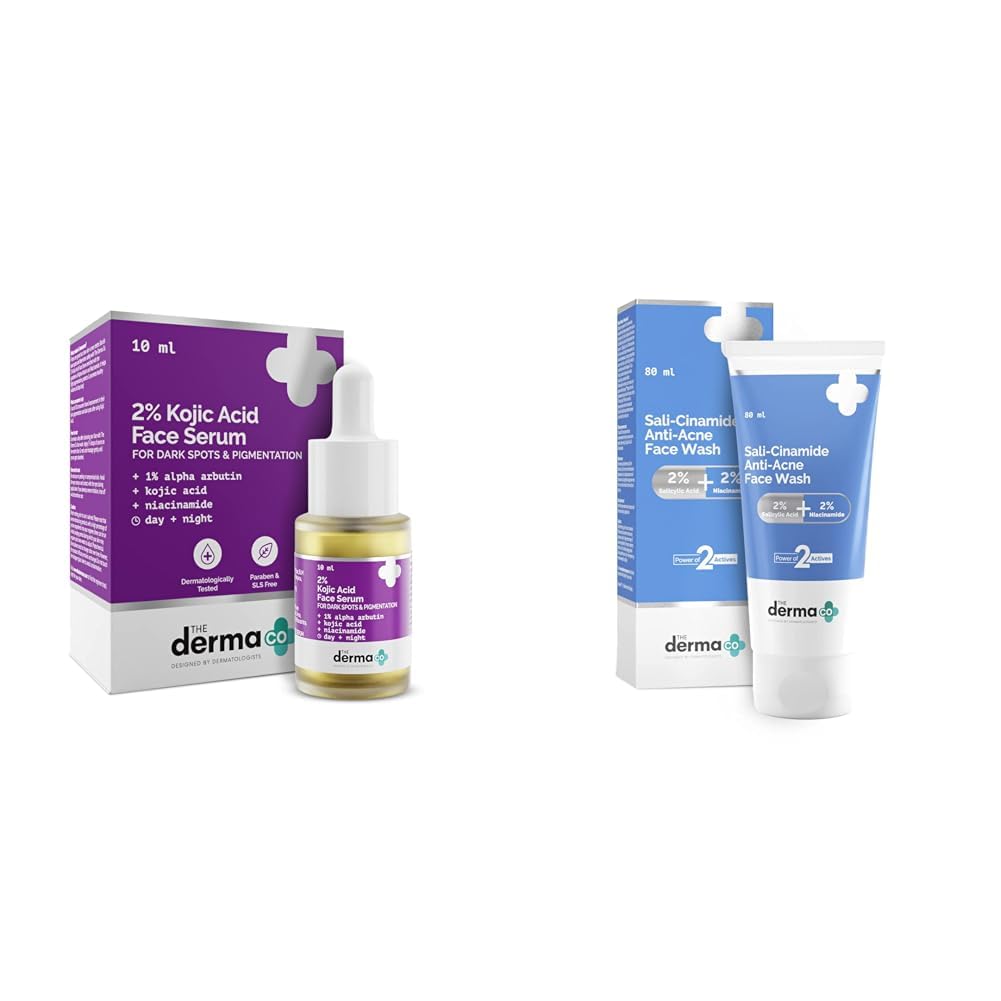The Derma Co 2% Kojic Acid Face Serum (10ml) and Sali-Cinamide Anti-Acne Face Wash (80ml) with 2% Salicylic Acid